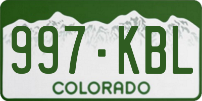 CO license plate 997KBL