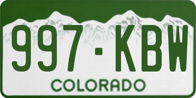 CO license plate 997KBW