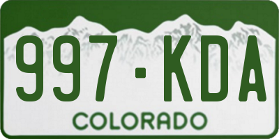 CO license plate 997KDA