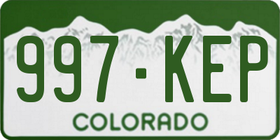 CO license plate 997KEP