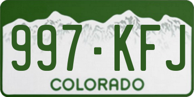 CO license plate 997KFJ