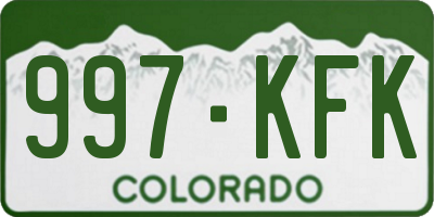 CO license plate 997KFK