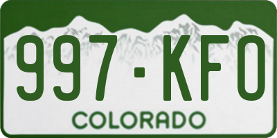 CO license plate 997KFO