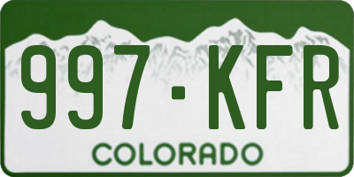 CO license plate 997KFR
