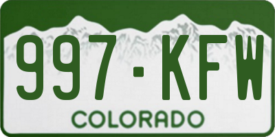 CO license plate 997KFW