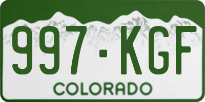 CO license plate 997KGF