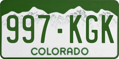 CO license plate 997KGK
