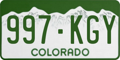 CO license plate 997KGY