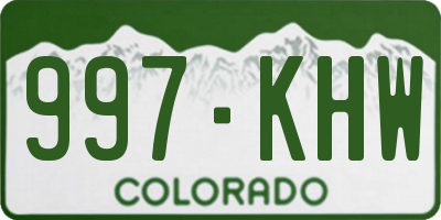 CO license plate 997KHW