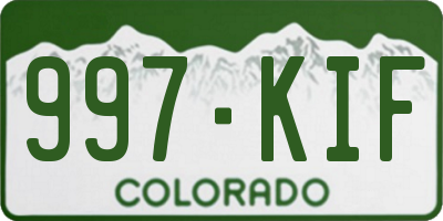 CO license plate 997KIF