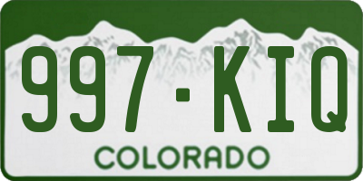CO license plate 997KIQ