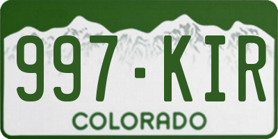 CO license plate 997KIR