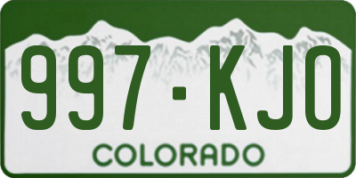 CO license plate 997KJO