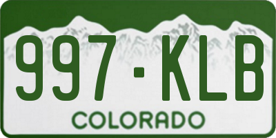 CO license plate 997KLB