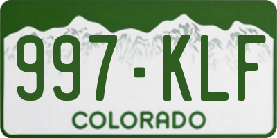CO license plate 997KLF