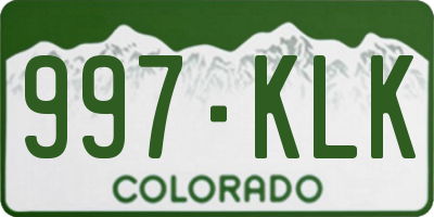 CO license plate 997KLK
