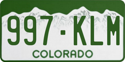 CO license plate 997KLM