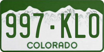CO license plate 997KLO