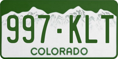 CO license plate 997KLT