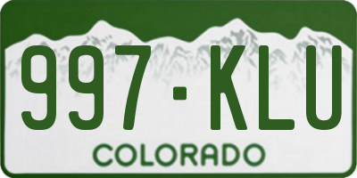 CO license plate 997KLU