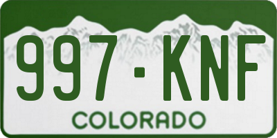CO license plate 997KNF