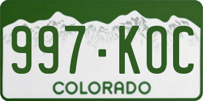 CO license plate 997KOC