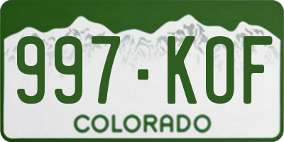 CO license plate 997KOF