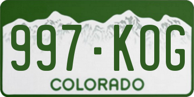 CO license plate 997KOG