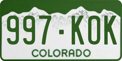 CO license plate 997KOK