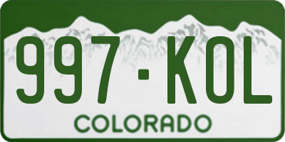 CO license plate 997KOL