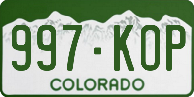 CO license plate 997KOP
