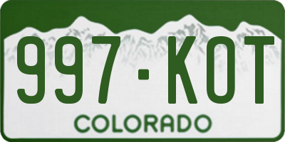CO license plate 997KOT