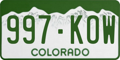 CO license plate 997KOW