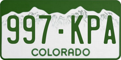 CO license plate 997KPA