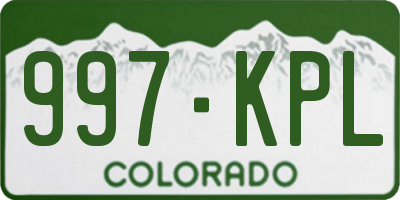 CO license plate 997KPL