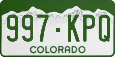 CO license plate 997KPQ