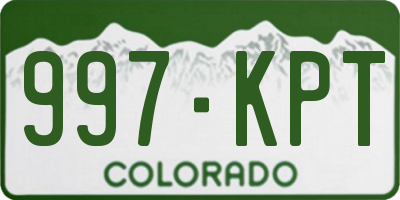 CO license plate 997KPT