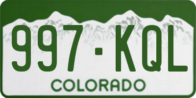 CO license plate 997KQL
