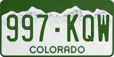 CO license plate 997KQW