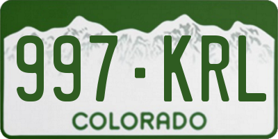 CO license plate 997KRL