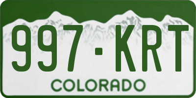 CO license plate 997KRT