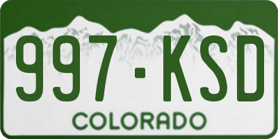 CO license plate 997KSD