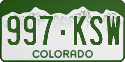 CO license plate 997KSW