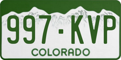 CO license plate 997KVP