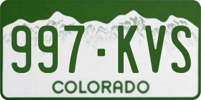 CO license plate 997KVS