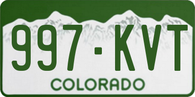 CO license plate 997KVT