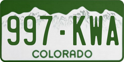 CO license plate 997KWA