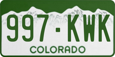 CO license plate 997KWK