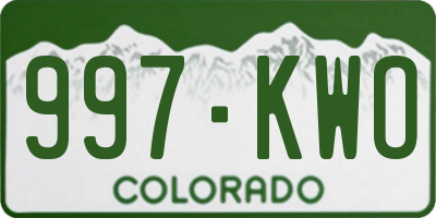 CO license plate 997KWO