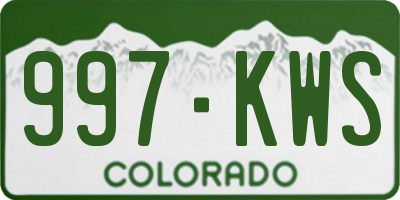 CO license plate 997KWS